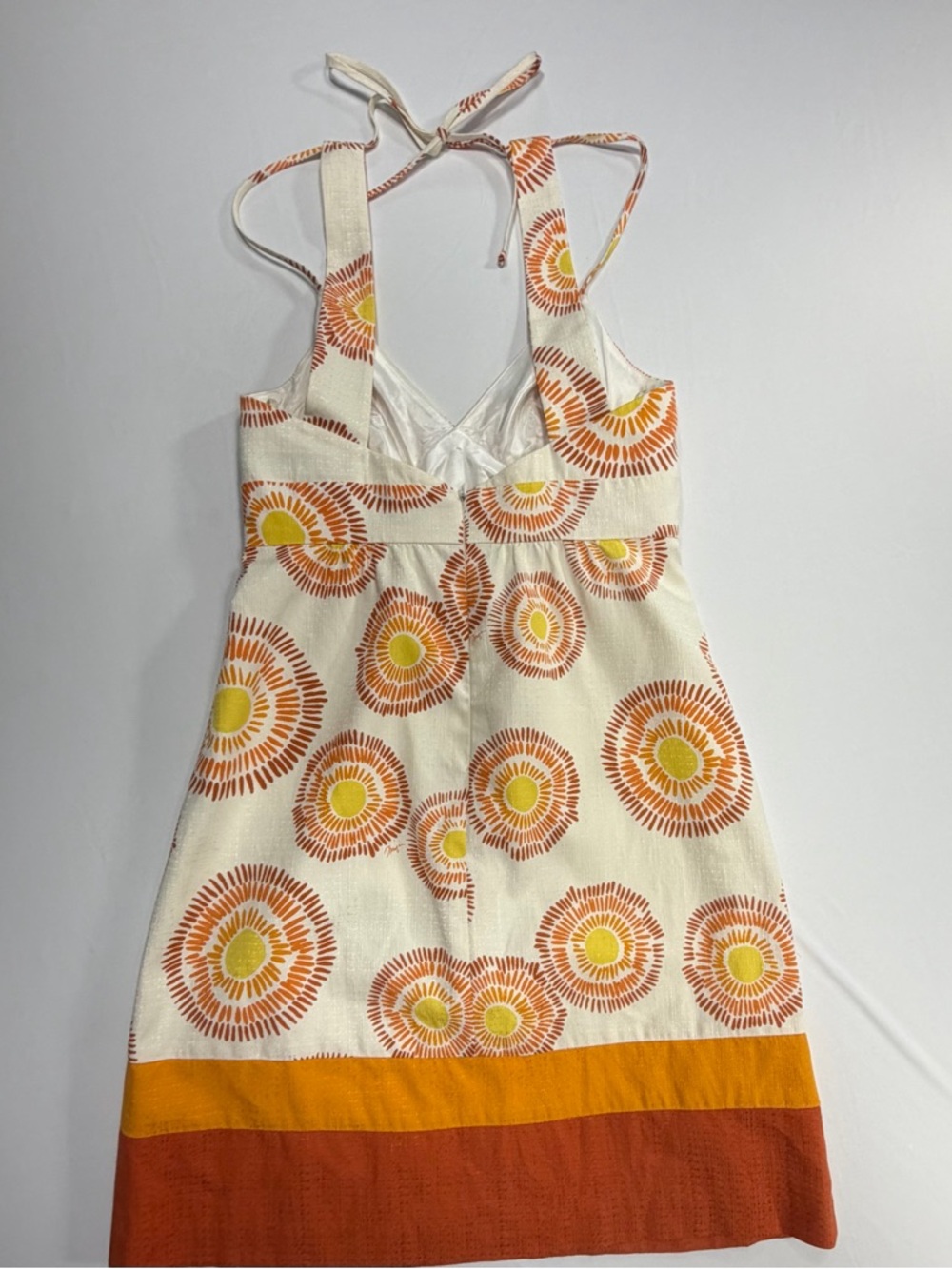 Trina Turk Mini Dress Orange Yellow Sunburst Womens Size 2 Halter Boho Beach - Picture 8 of 13